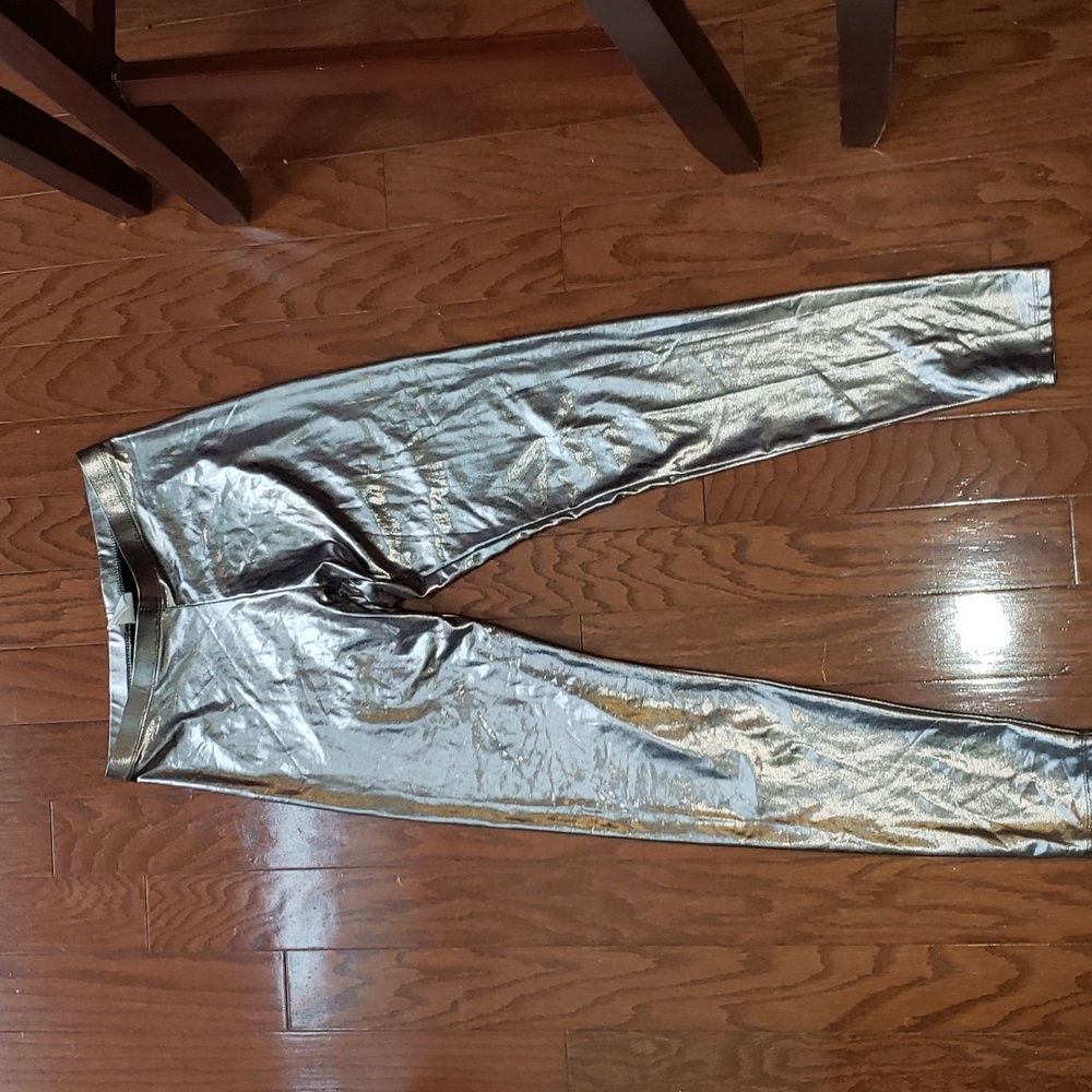 Metallic gunmetal stretchy leggings size M